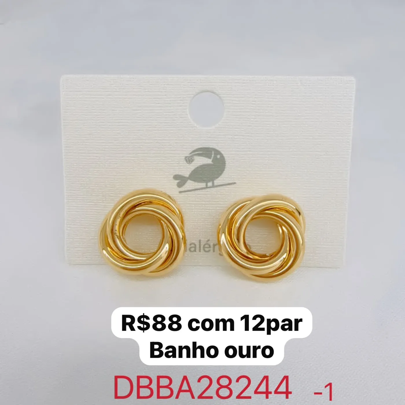 brincos redondos entrelaçados banho ouro