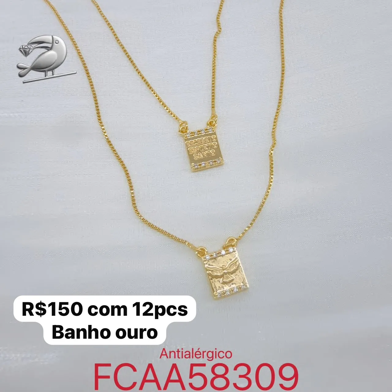 colar com pingente retangular com pedras