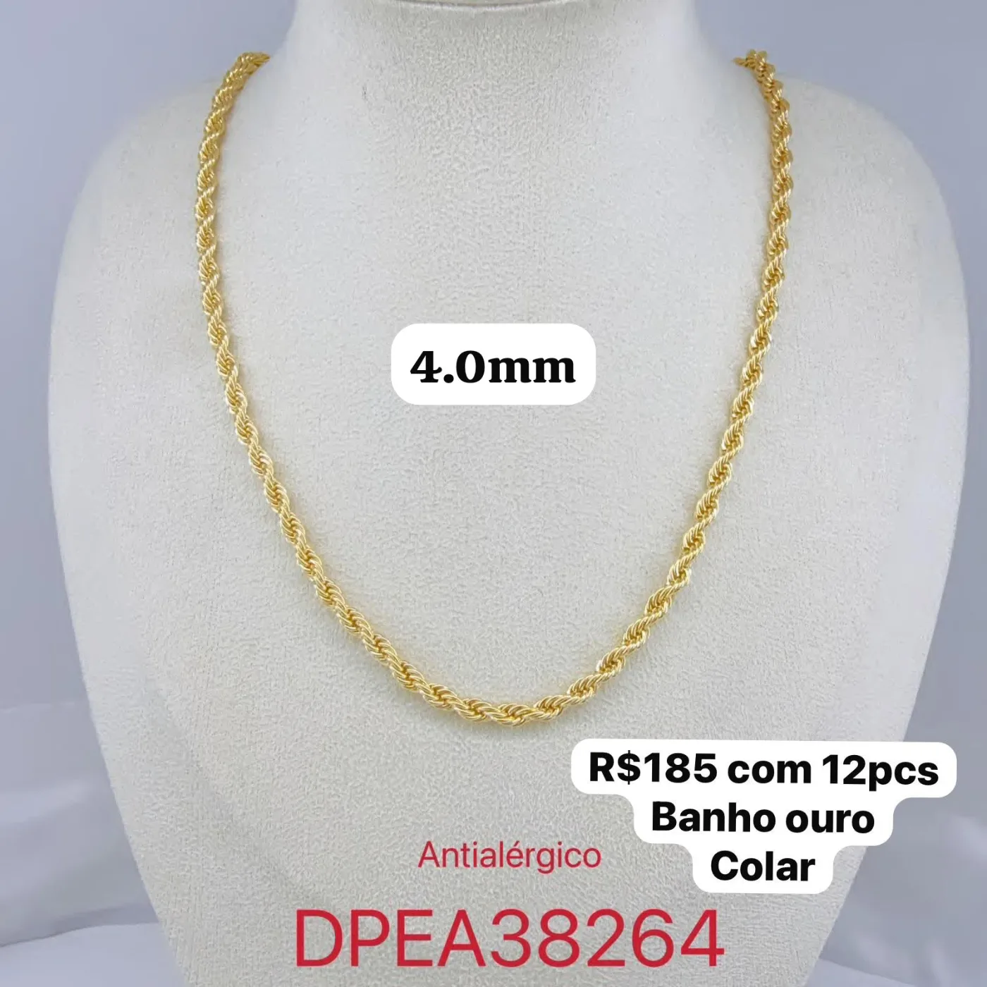 colar corrente cordão torcido