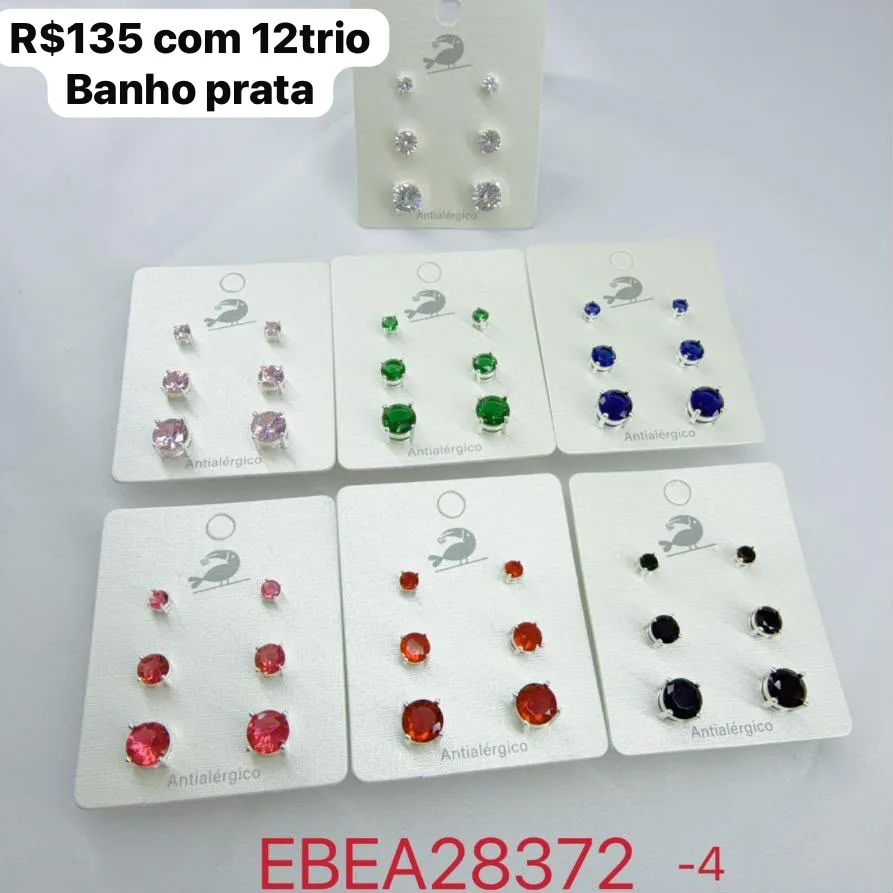 brincos com pedras coloridas redondas