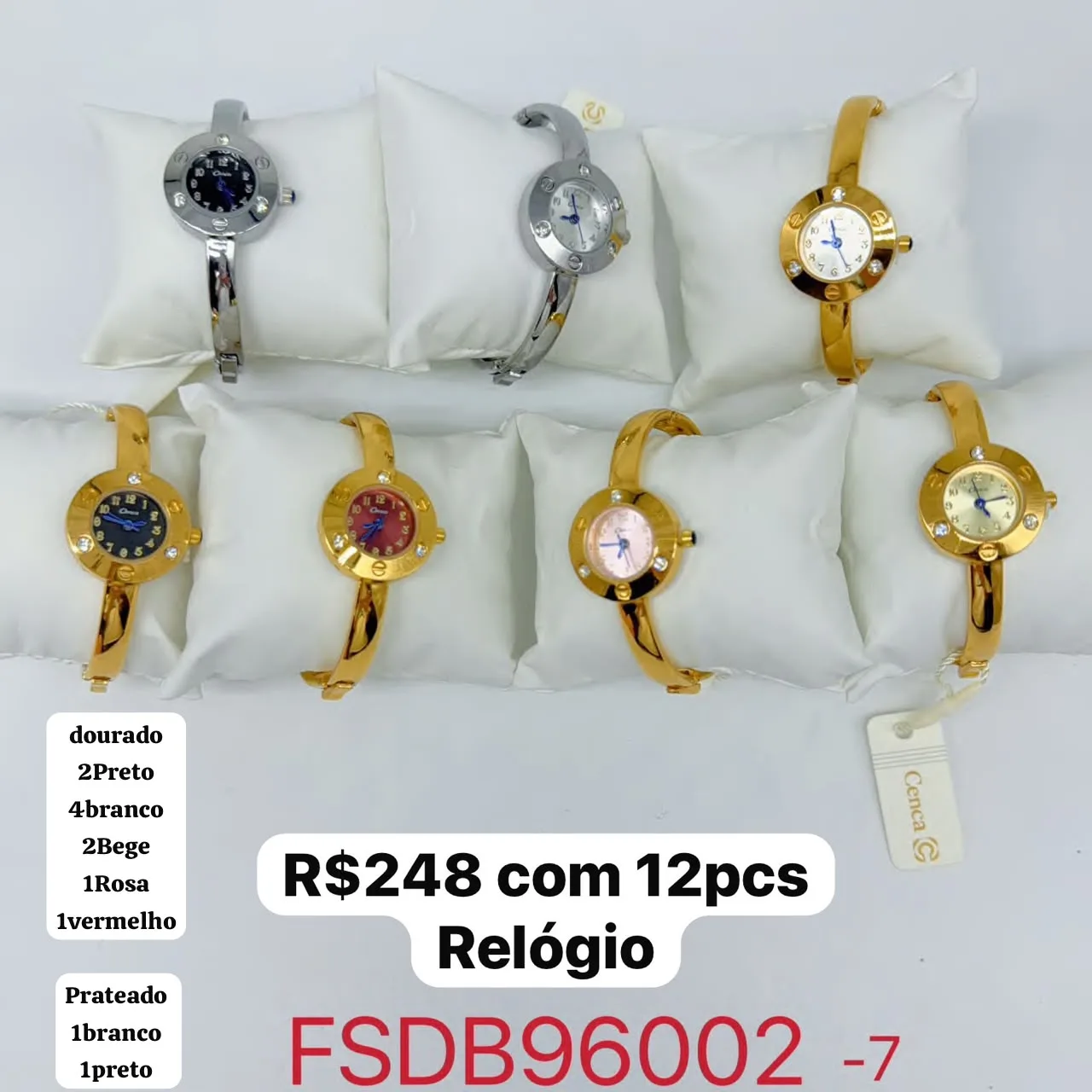 relógio feminino com pulseira rígida e mostrador redondo